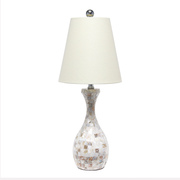 Lalia Home Malibu Curved Mosaic Seashell Table Lamp with Chrome Accents LHT-5062-MO